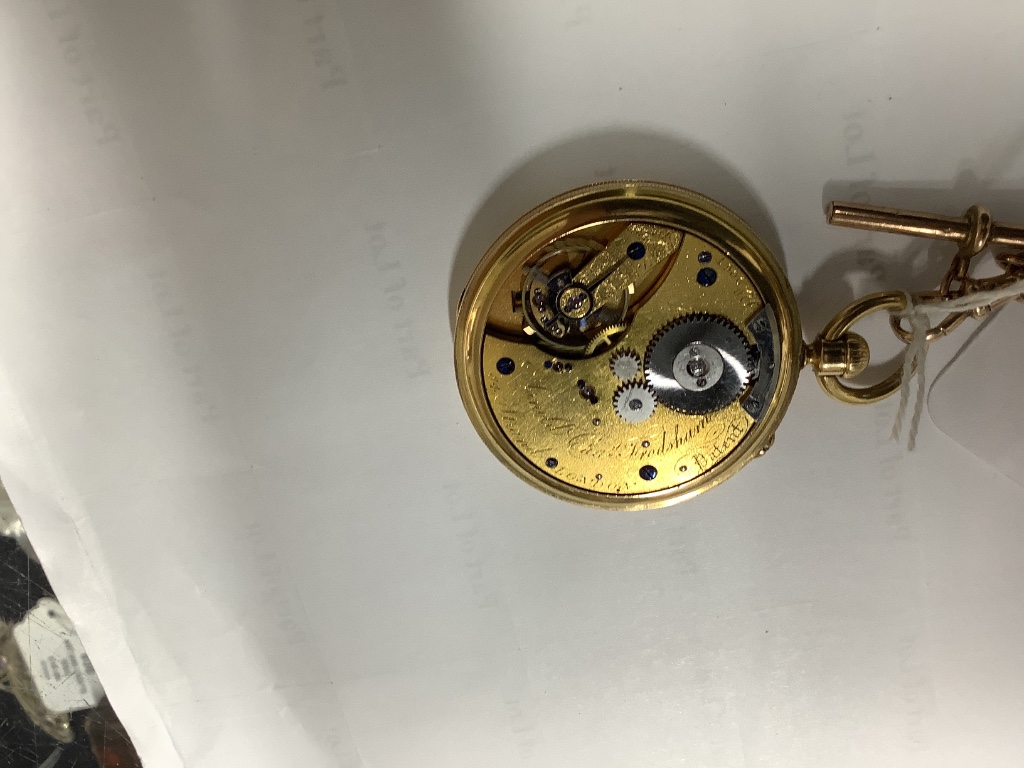 A Victorian 18ct gold hunter keyless pocket watch by Arnold Chas. Frodsham, together with a 9ct gold albert